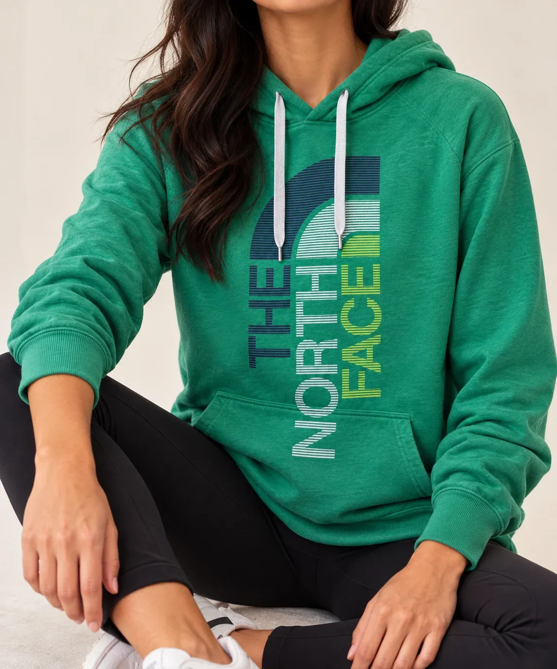 The North Face Women's Vertical Half Dome Logo Pullover Hoodie Size XL Green