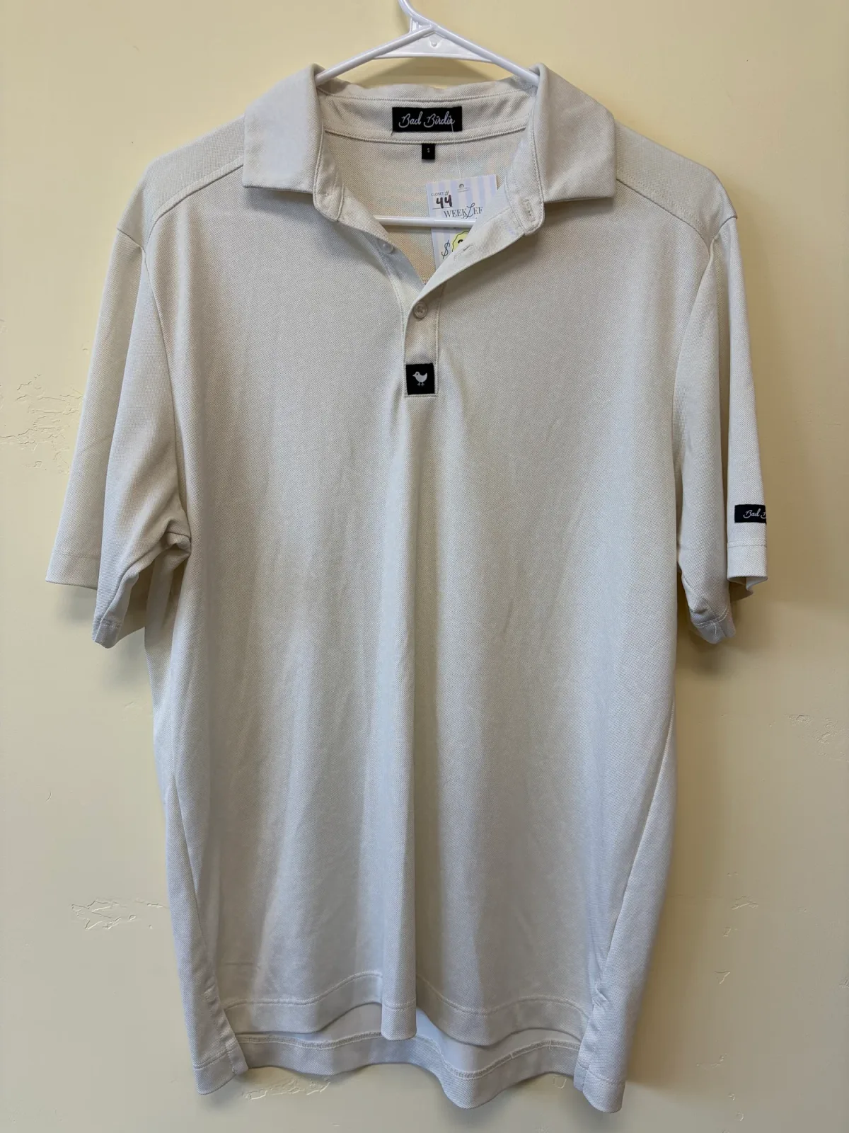 Bad Birdie Mens Performance Golf Polo Shirt Solid White Off White photo 4