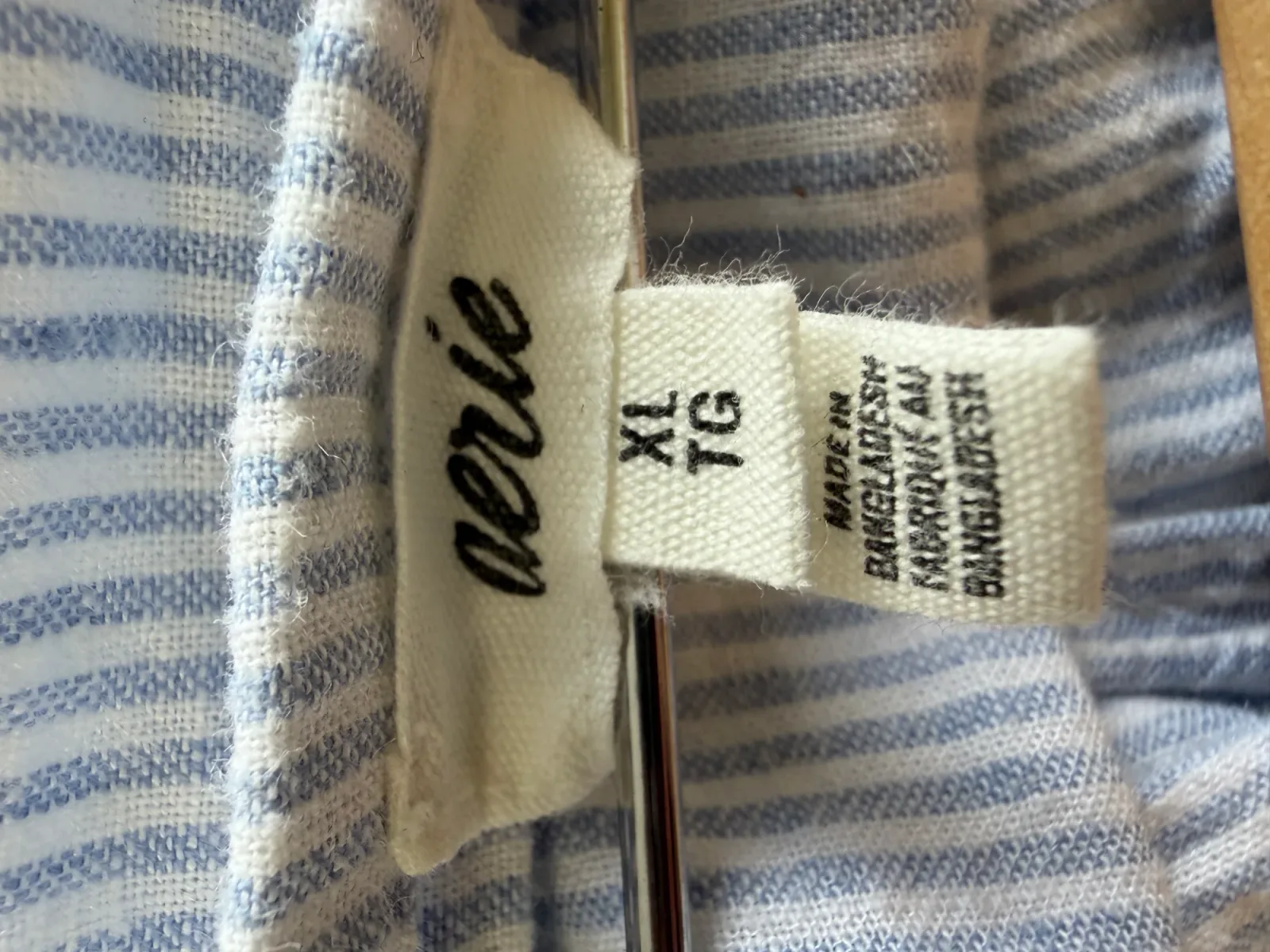 Aerie Women's Blue White Pinstripe Strapless Smocked Wide Leg Jumpsuit Size XL photo 4