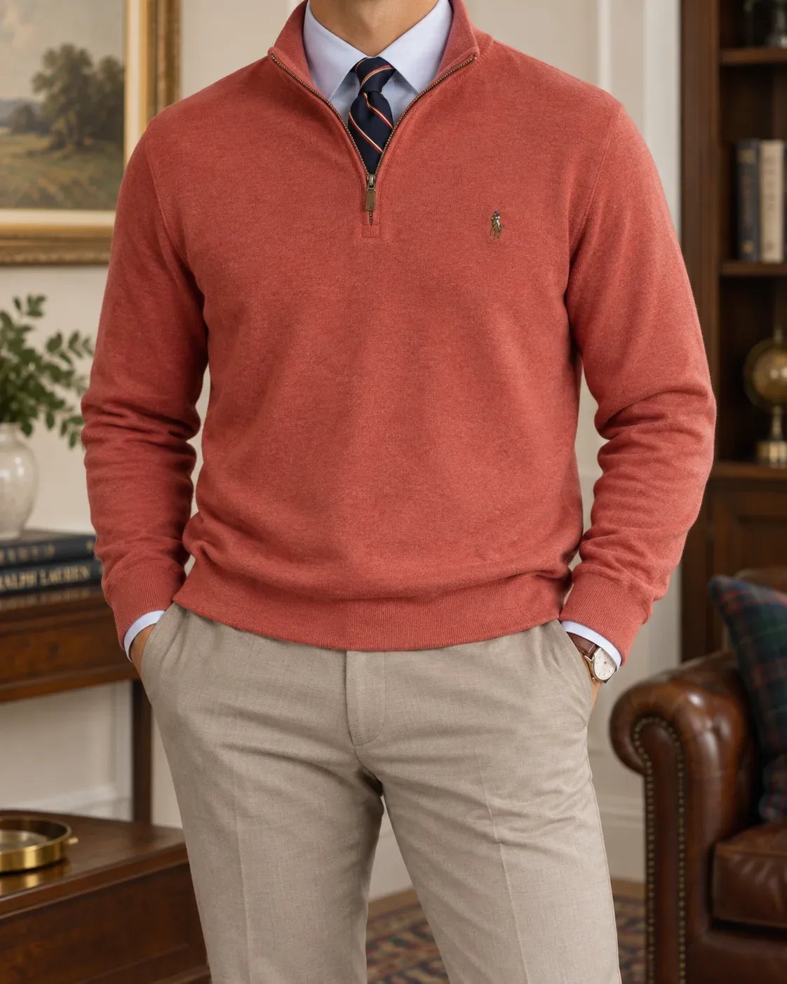 Polo Ralph Lauren Men's Estate-Rib Quarter-Zip Pullover — Size Large