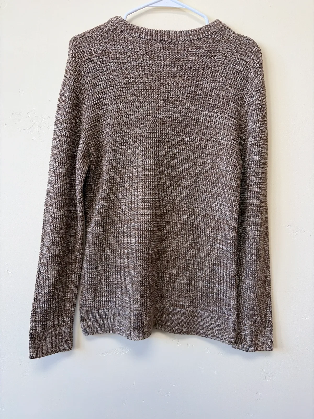 H&M Men's Brown Melange Waffle Knit Crewneck Sweater — Size Small photo 3
