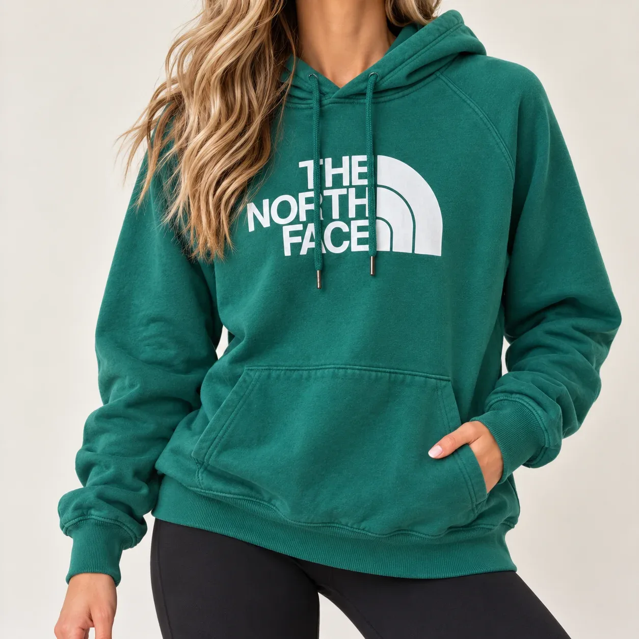 The North Face Women's Half Dome Logo Pullover Hoodie Size XL Emerald Green