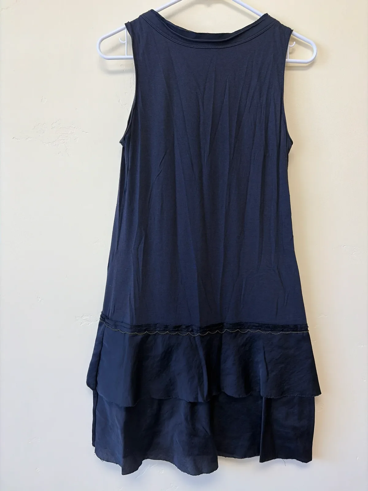 LOFT Ann Taylor Charcoal Gray Sleeveless Ruffle Tiered Drop Waist Dress Size S photo 3