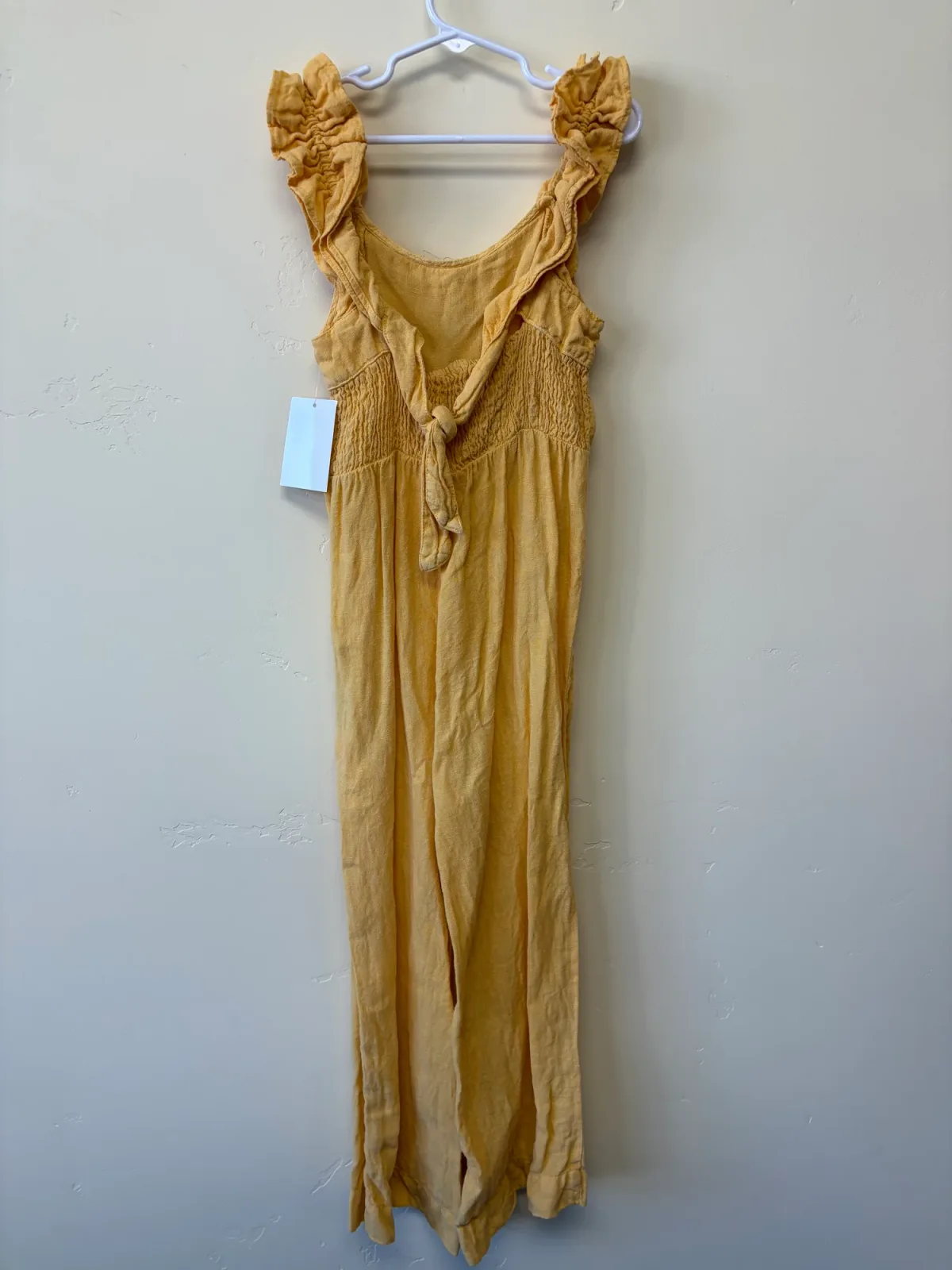 Zara Kids Girls’ Ruffled Open Back Linen Jumpsuit - Marigold Yellow, Size 8 (128 cm) photo 3