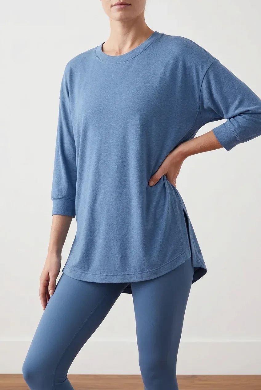 Athleta Women's Slate Blue Breeze 3/4 Sleeve Tunic Top — Size Small