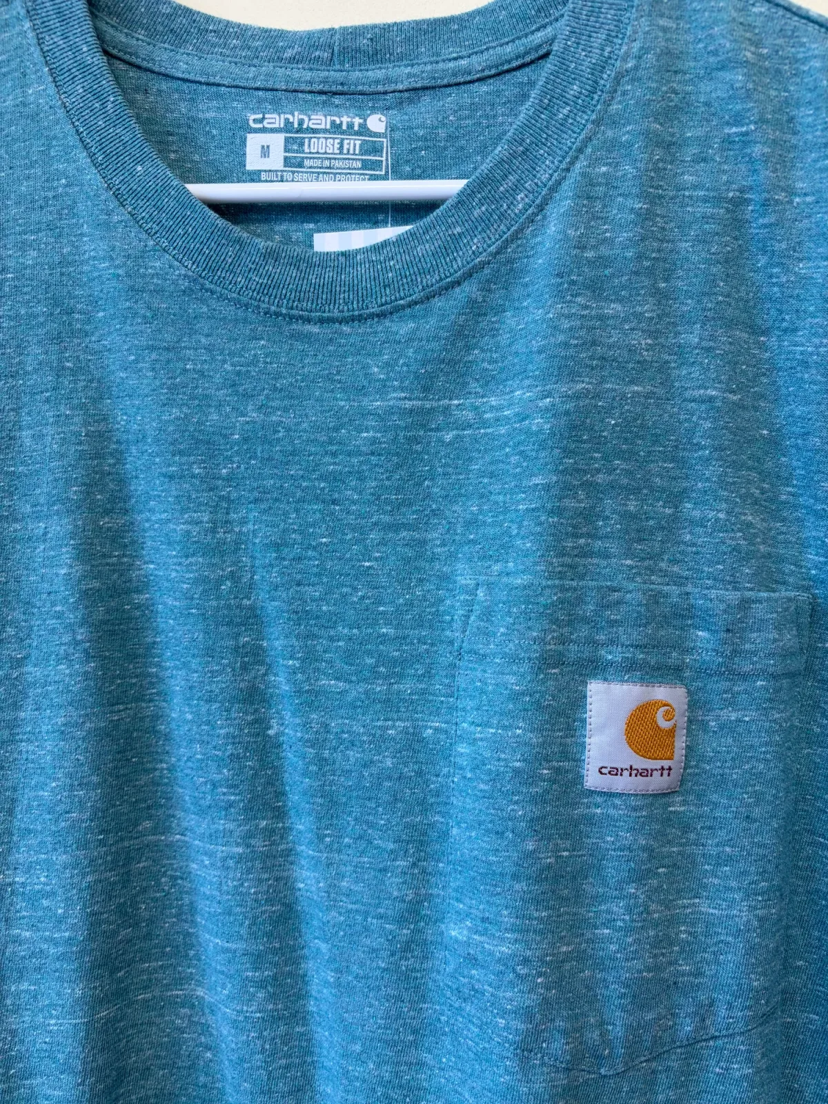 Carhartt K87 Loose Fit Heavyweight Pocket T-Shirt, Jade Heather Teal, Men’s M photo 4