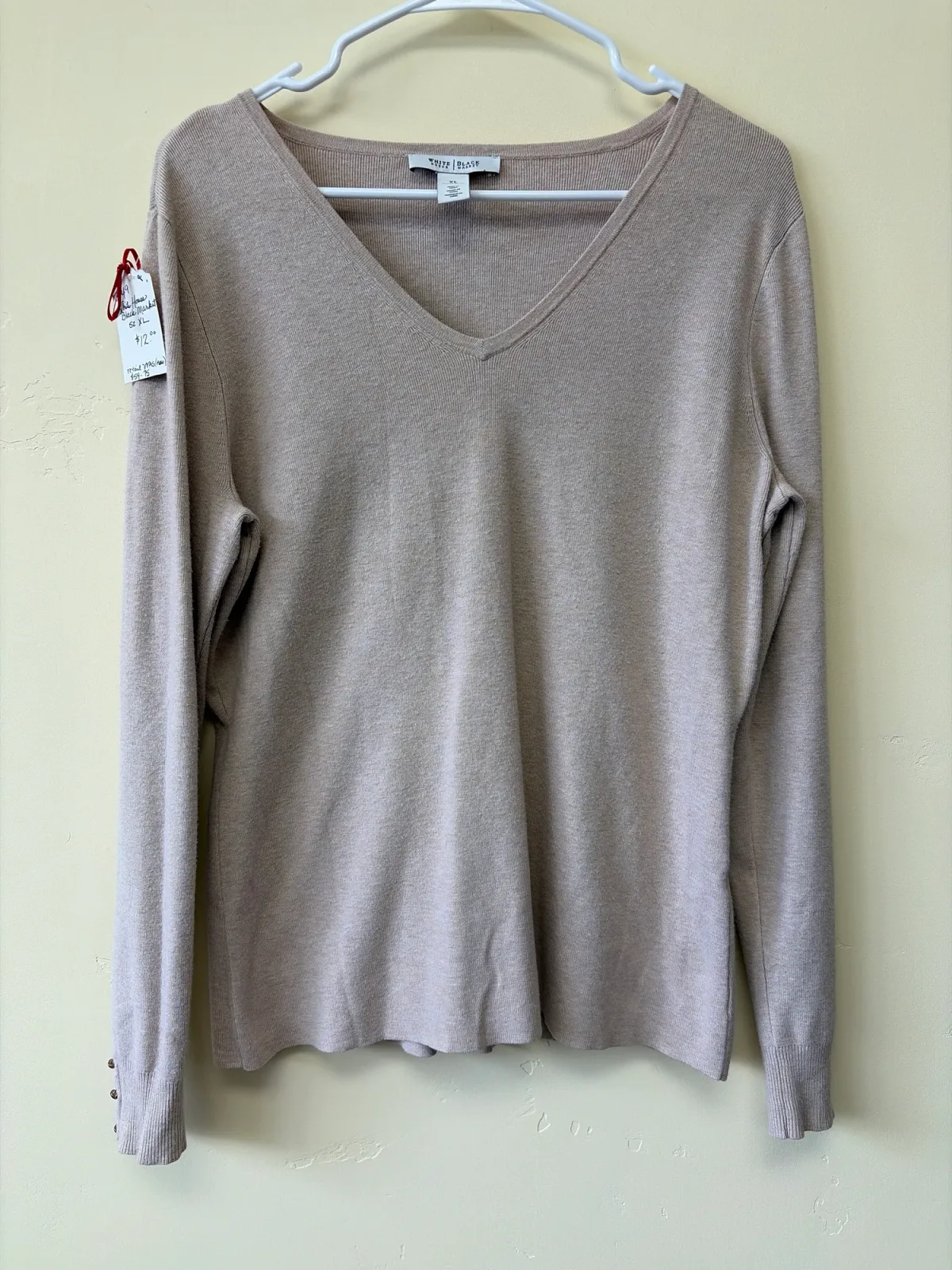 White House Black Market V-Neck Button-Cuff Sweater - Size XL photo 2