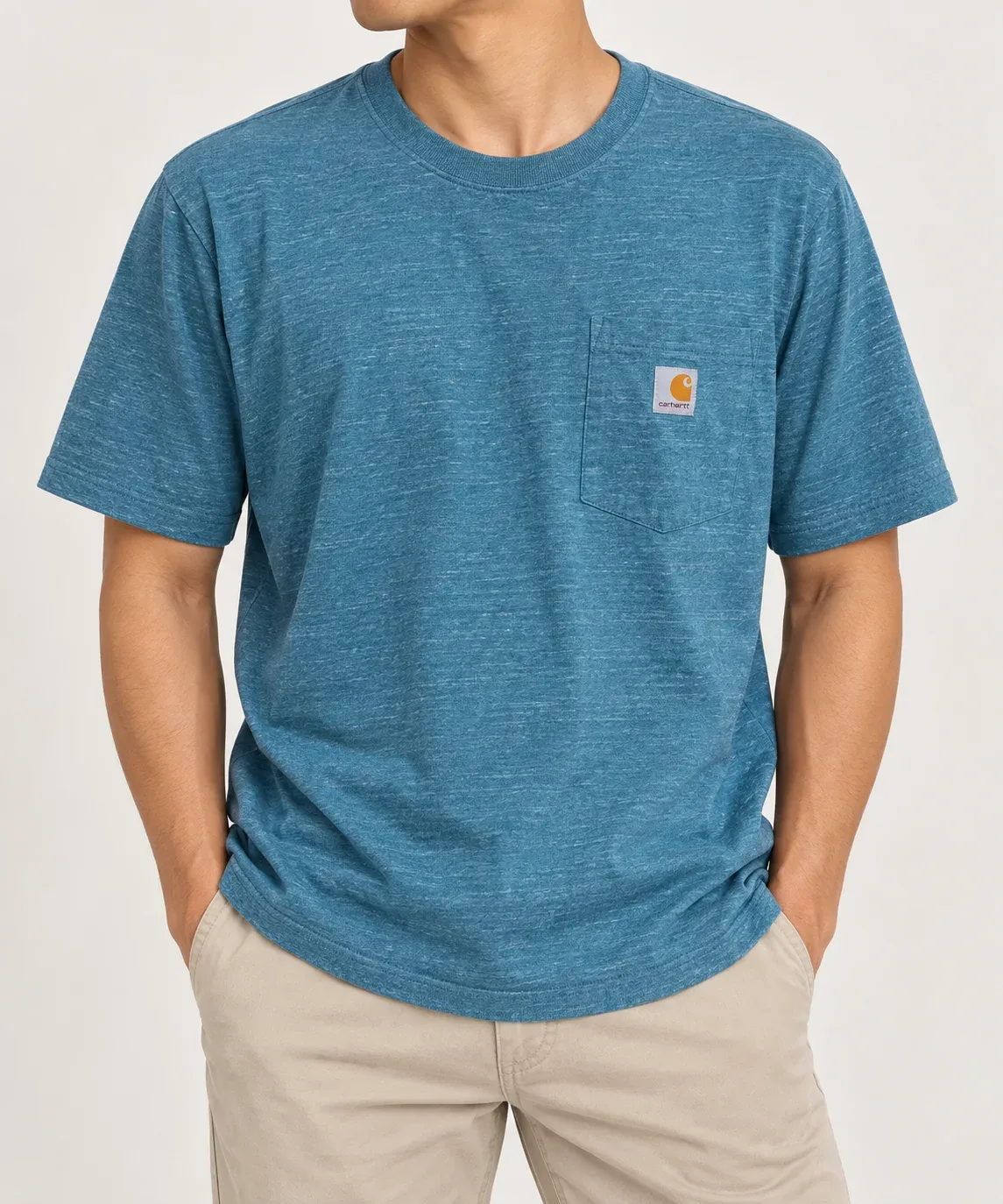 Carhartt K87 Loose Fit Heavyweight Pocket T-Shirt, Jade Heather Teal, Men’s M