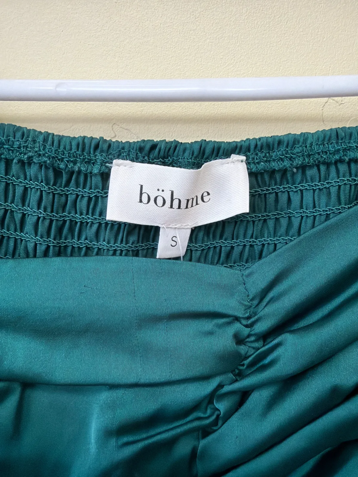 Böhme Square-Neck Ruched Satin Long-Sleeve Blouse - Size Small photo 4