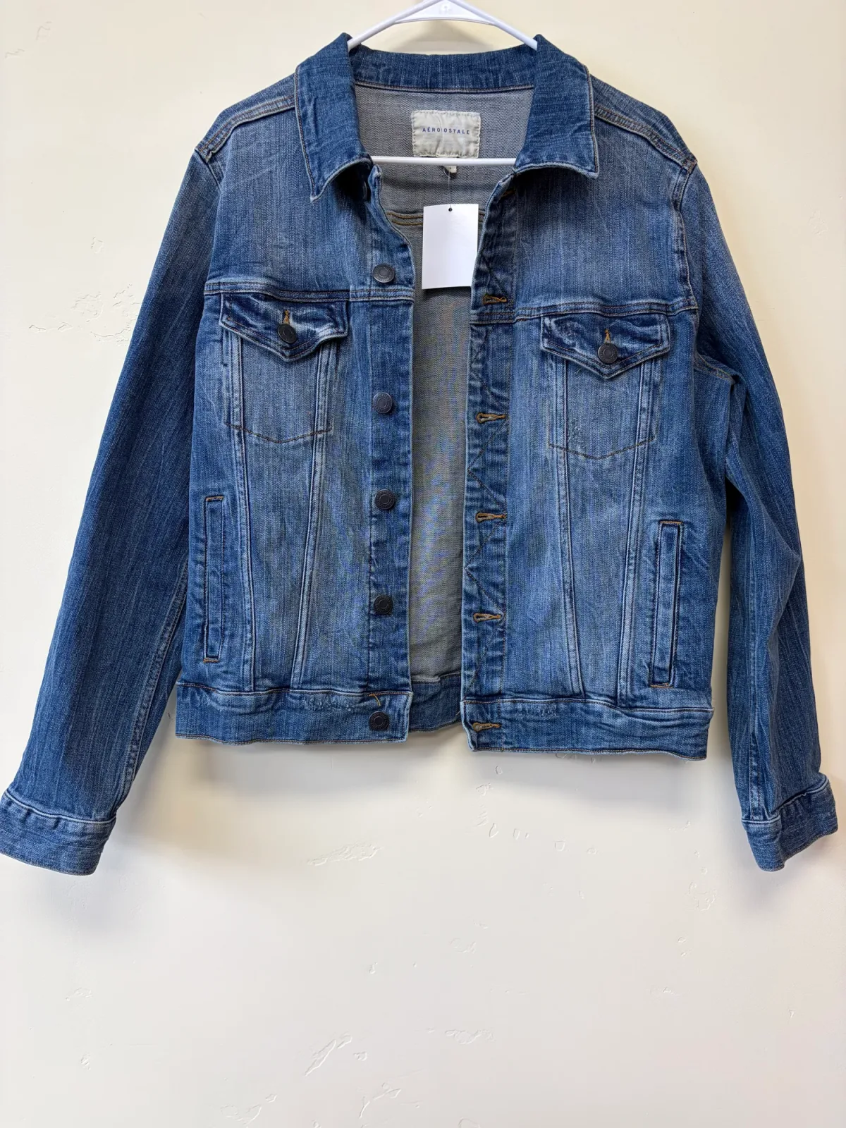 Aeropostale Mens Classic Denim Jacket Medium Wash Blue Button Up Jean Outerwear photo 2